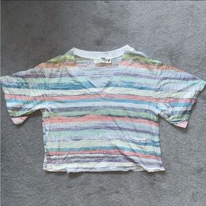 Vintage Havana v neck rainbow stripe top